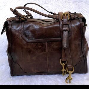 Frye Mel Satchel created with a vintage distressed leather.